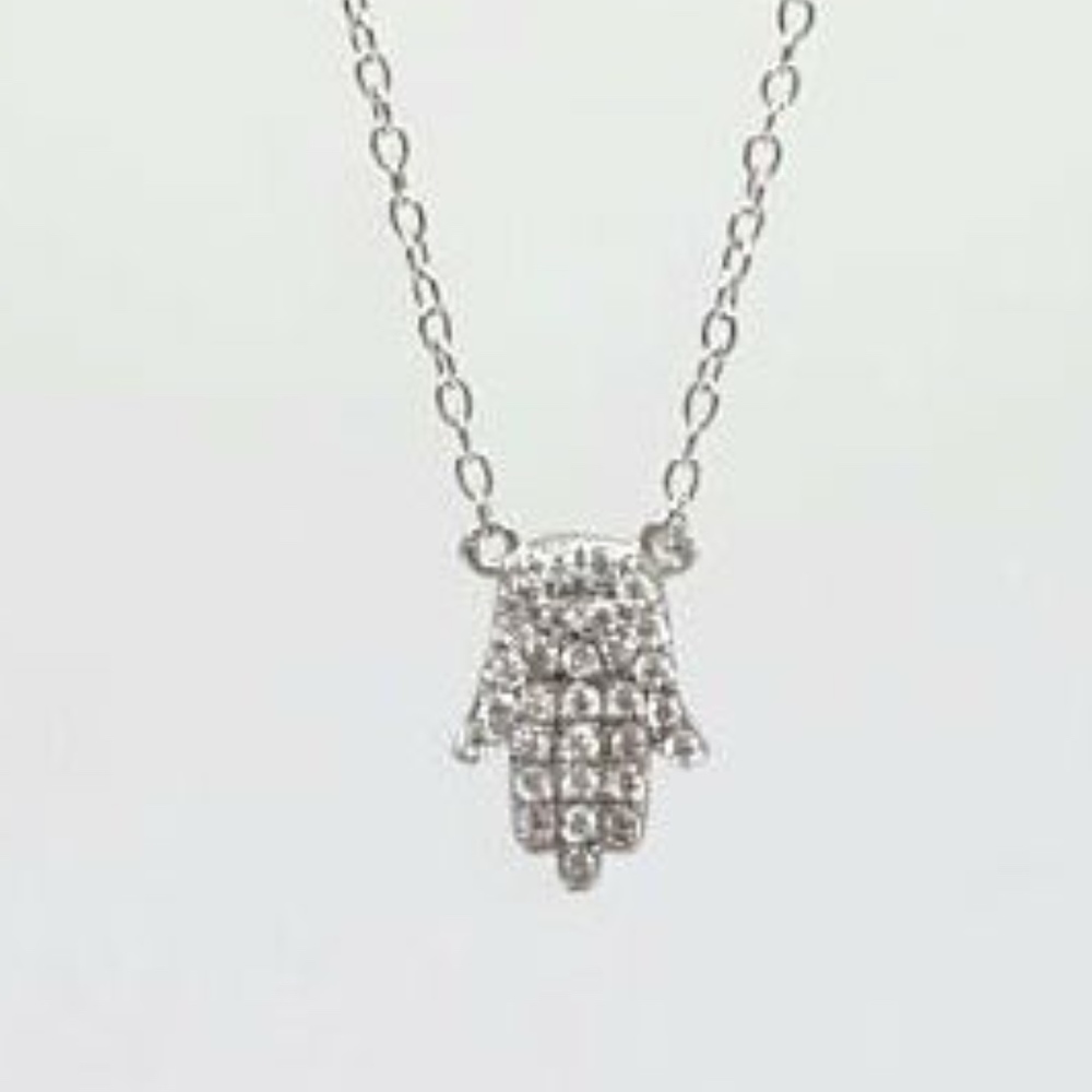 Silver Hamsa Hand Pendant Necklace